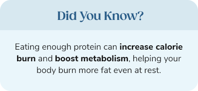 Did You Know? Eating enough protein can increase calorie burn and boost metabolism, helping your body burn more fat even at rest.