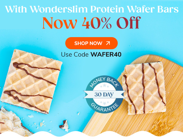With Wonderslim Protein Wafer Bars Now 40% Off Shop Now Use Code WAFER40