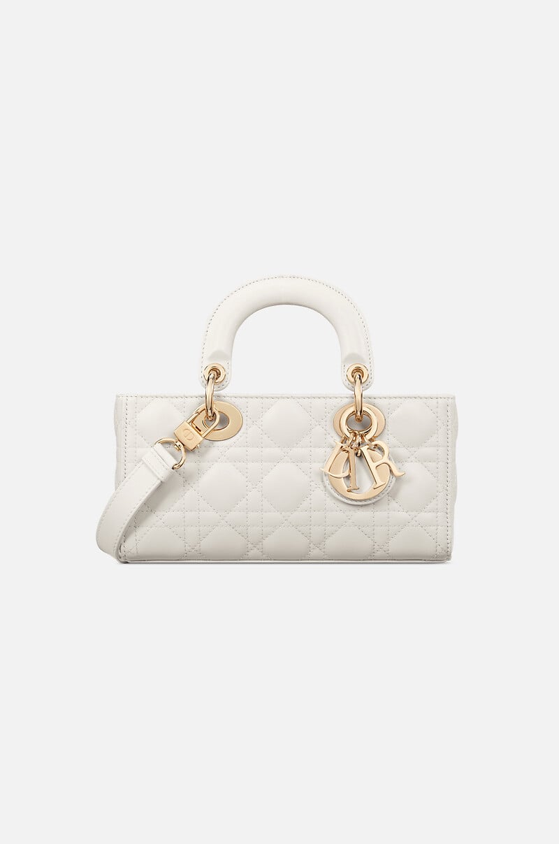 Small Lady D-Joy Bag Latte Cannage Lambskin