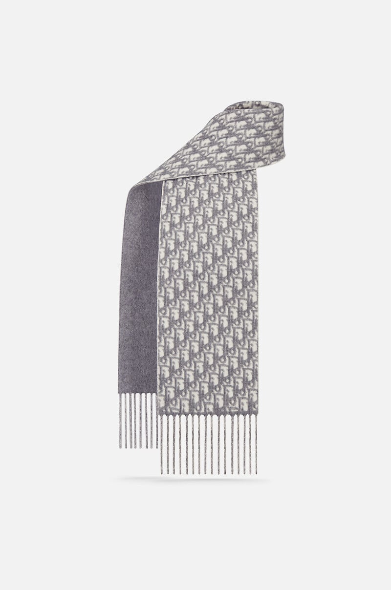 Dior Oblique Scarf, Gray Cashmere