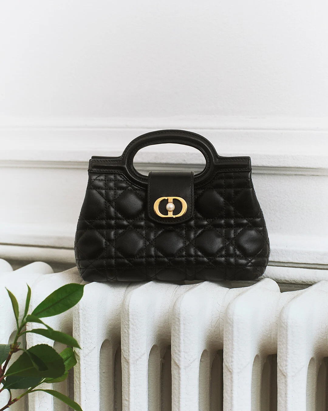 Dior Jolie Top Handle Mini Bag, Black Cannage Lambskin