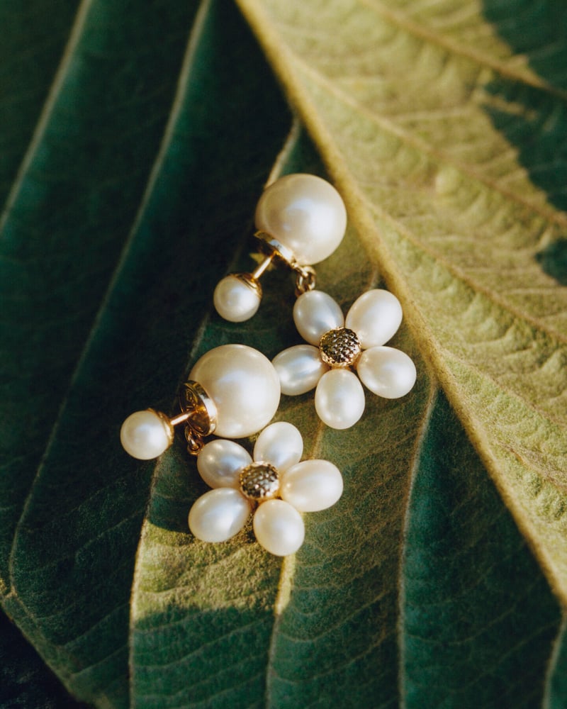 Dioriviera Dior Tribales Earrings, Gold-Finish Metal, White Resin Pearls and Freshwater Pearls
