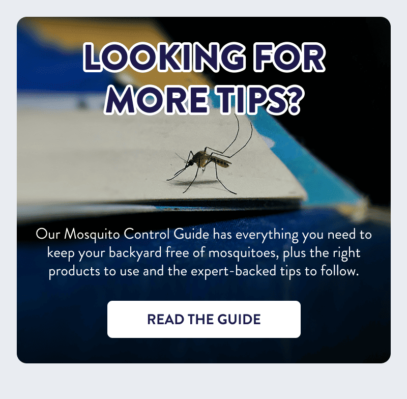 Looking for More Tips?  Our Mosquito Control Guide has everything you need to keep your backyard free of mosquitoes, plus the right products to use and the expert-backed tips to follow.  [READ THE GUIDE]
