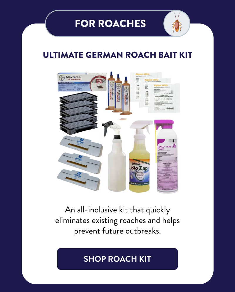 For Roaches  Ultimate German Roach Bait Kit  An all-inclusive kit that quickly eliminates existing roaches and helps prevent future outbreaks.  [SHOP ROACH KIT]