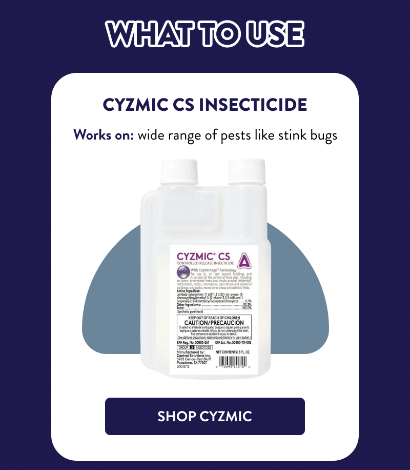 What to Use  Cyzmic CS Insecticide  Works on: wide range of pests like stink bugs  [SHOP CYZMIC]
