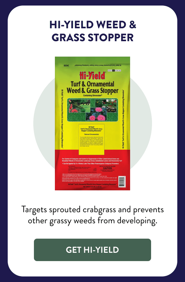 Hi-Yield Weed & Grass Stopper Targets sprouted crabgrass and prevents other grassy weeds from developing. [GET HI-YIELD]