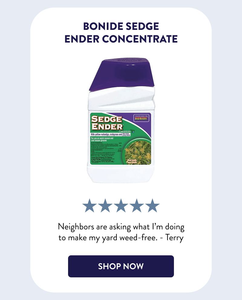 Bonide Sedge Ender Concentrate  Neighbors are asking what I’m doing to make my yard weed-free. - Terry  [SHOP NOW]