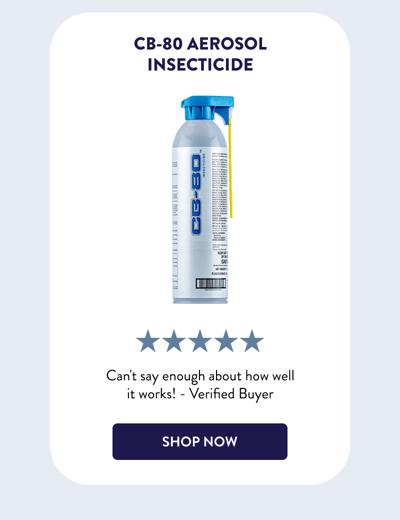CB-80 Aerosol Insecticide  Can't say enough about how well it works! - Verified Buyer  [SHOP NOW]