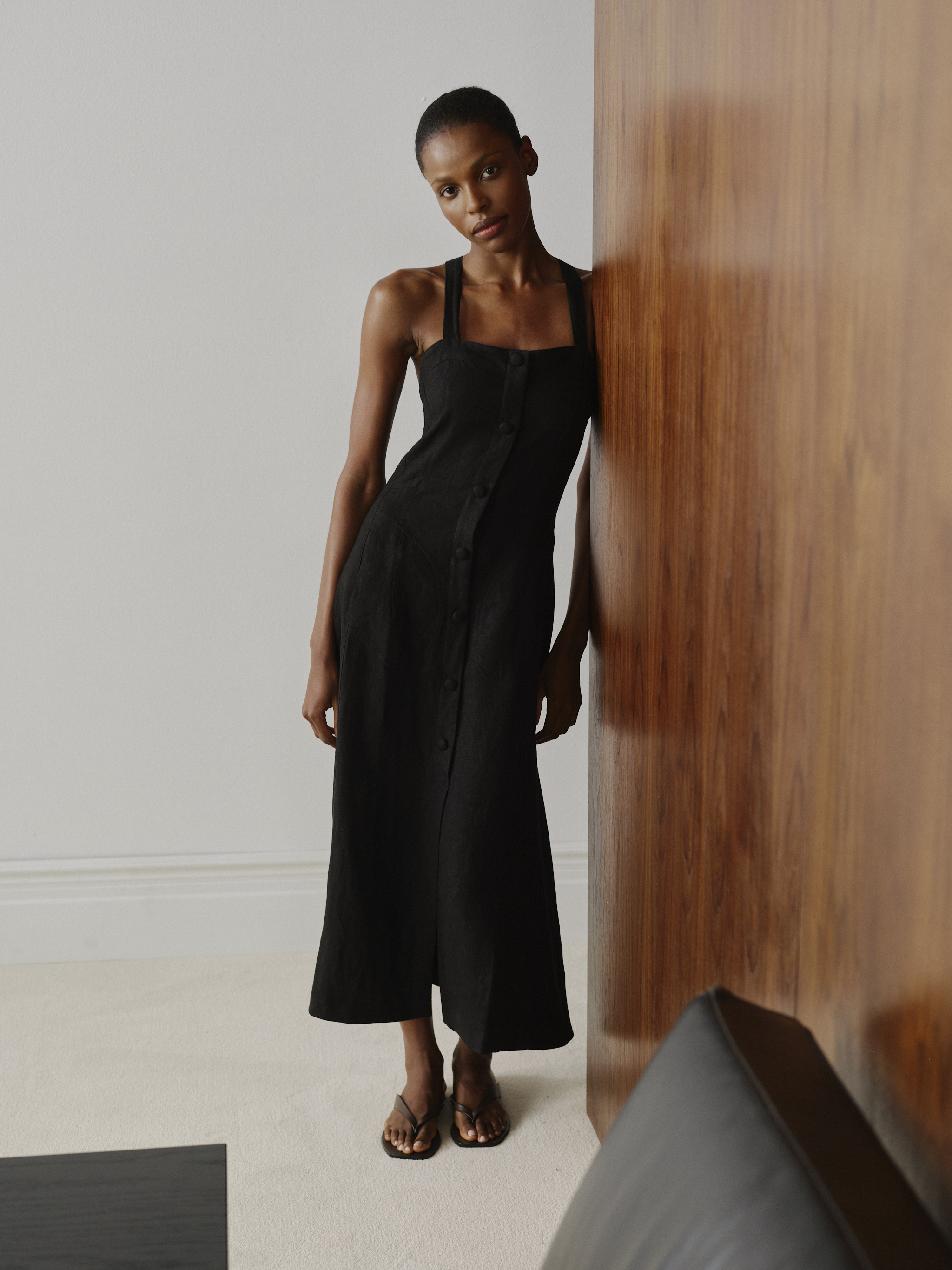 Danika Dress — Black Linen