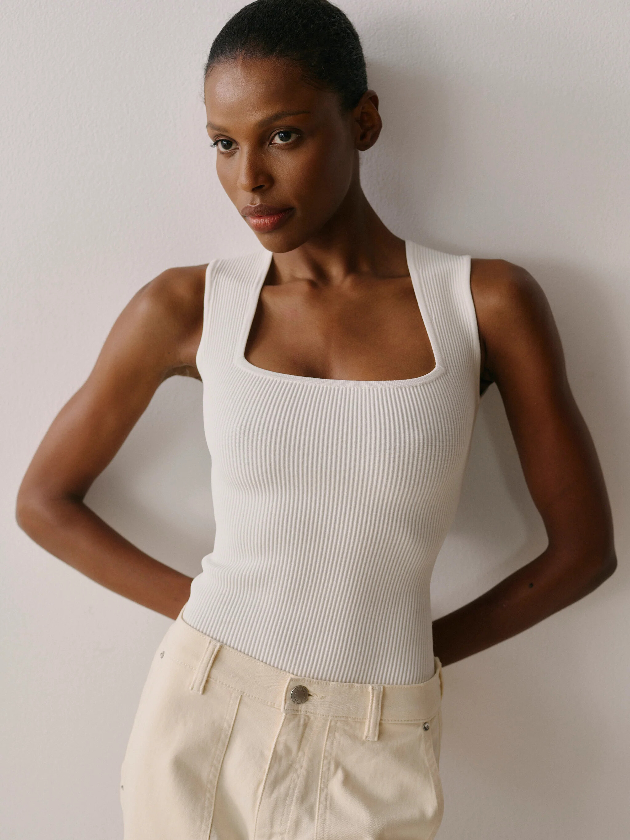 Square Neck Top — White