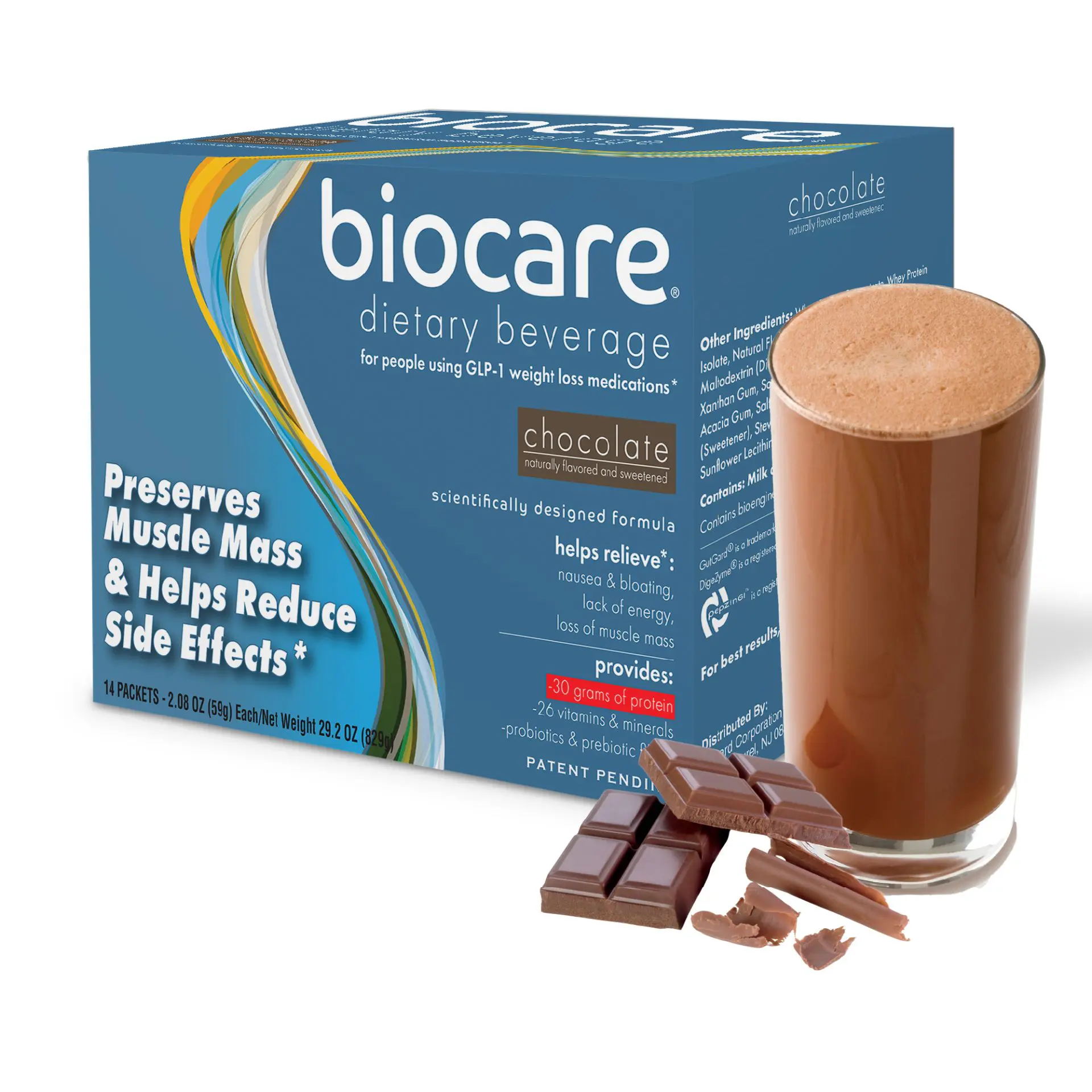 Image of BioCare Chocolate | GLP-1 Beverage | 30g Protein (14ct)