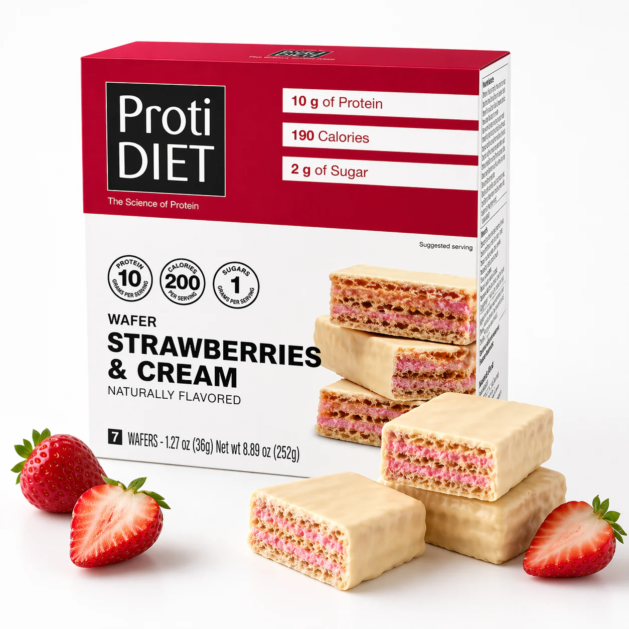 Image of ProtiDIET Strawberries & Cream Protein Wafers (7ct)