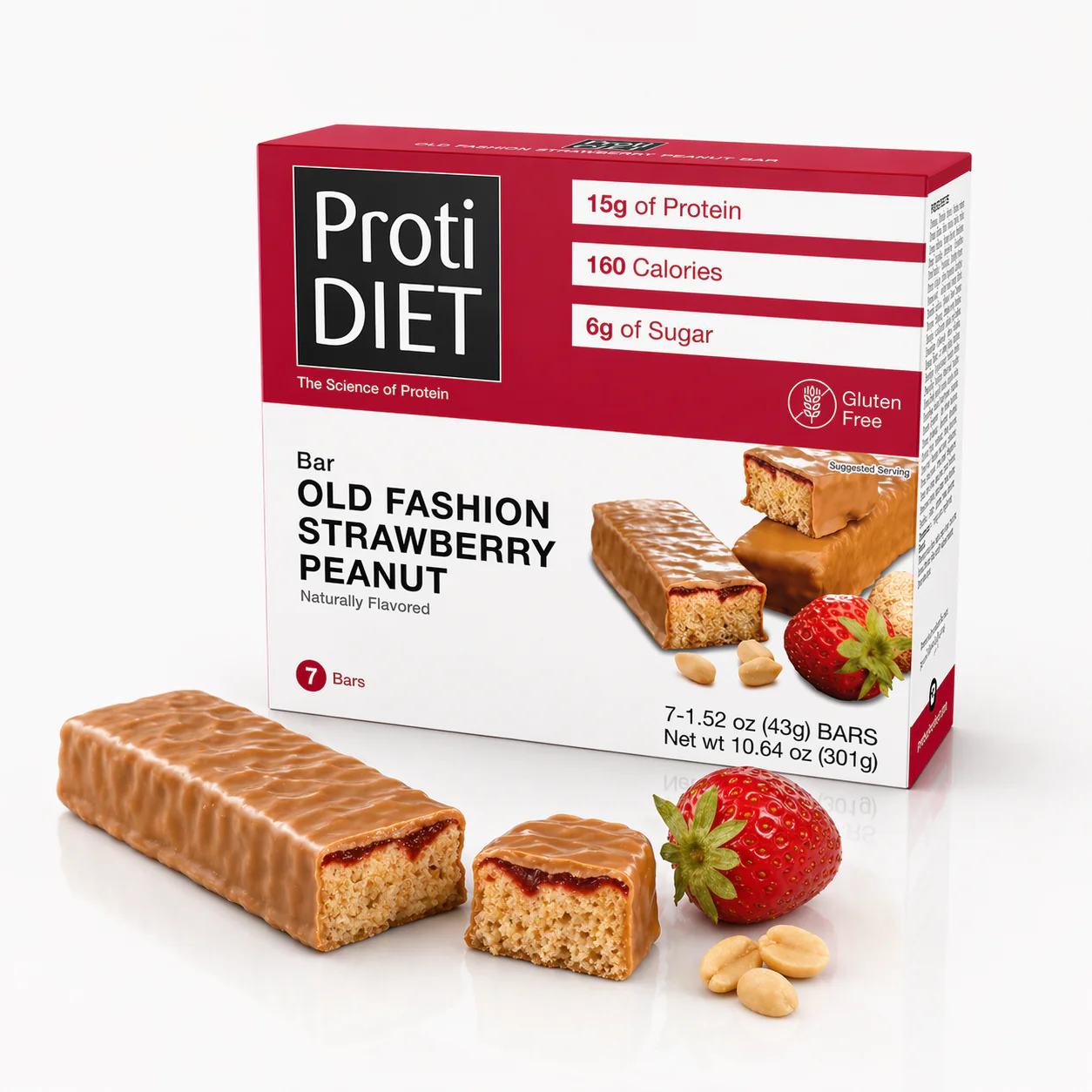 Image of ProtiDIET Old Fashion Strawberry Peanut Protein Bars (7ct)