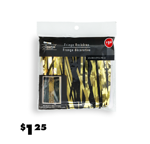Gold and black fringe backdrop