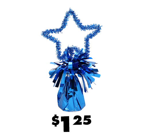 Blue star balloon weight centerpiece
