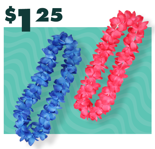 2 colorful flower lei necklaces