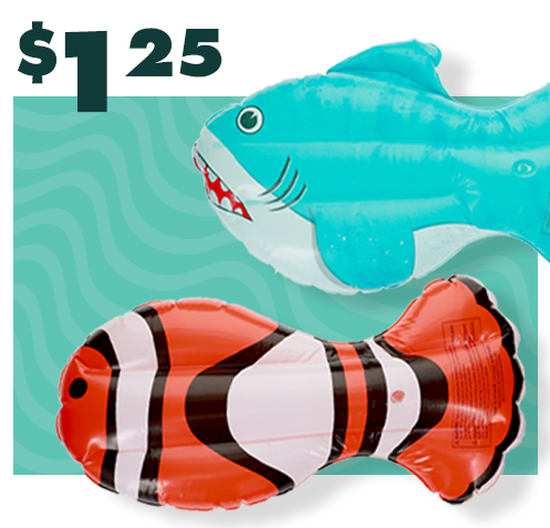 2 inflatabel sea-themed kickboards