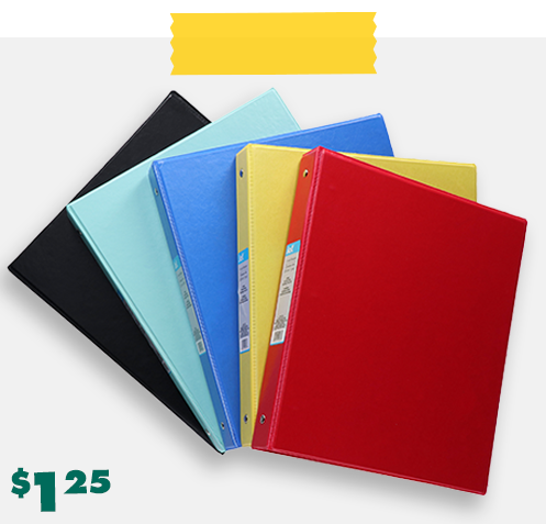 Colorful 1-in. round ring binders