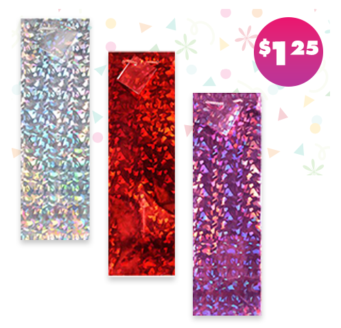3 holographic bottle gift bags