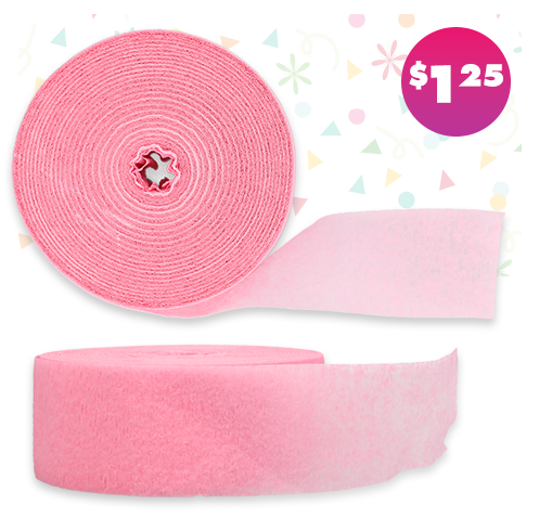 2 rolls of 175-ft. pink crepe paper streamers 