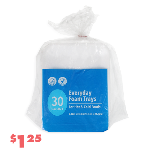 30-ct. white foam trays