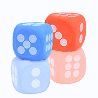 Variety of red and blue dice