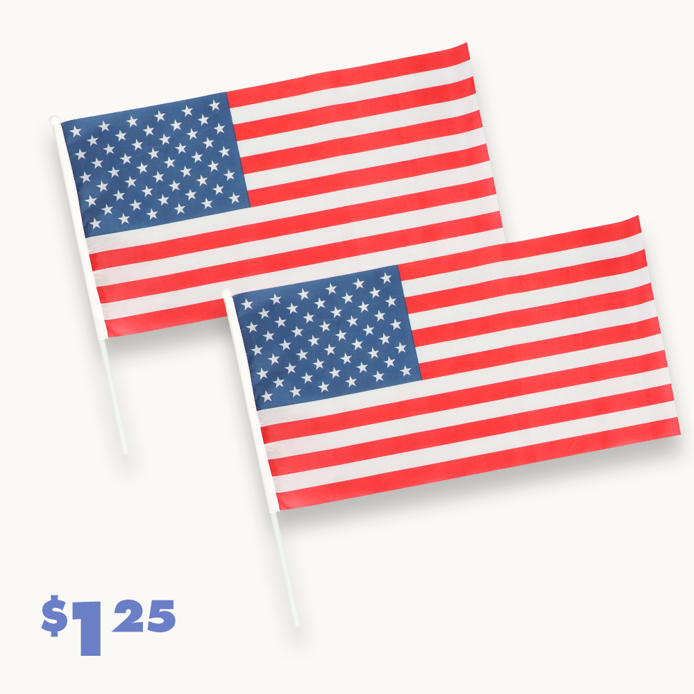 2 American flags with poles