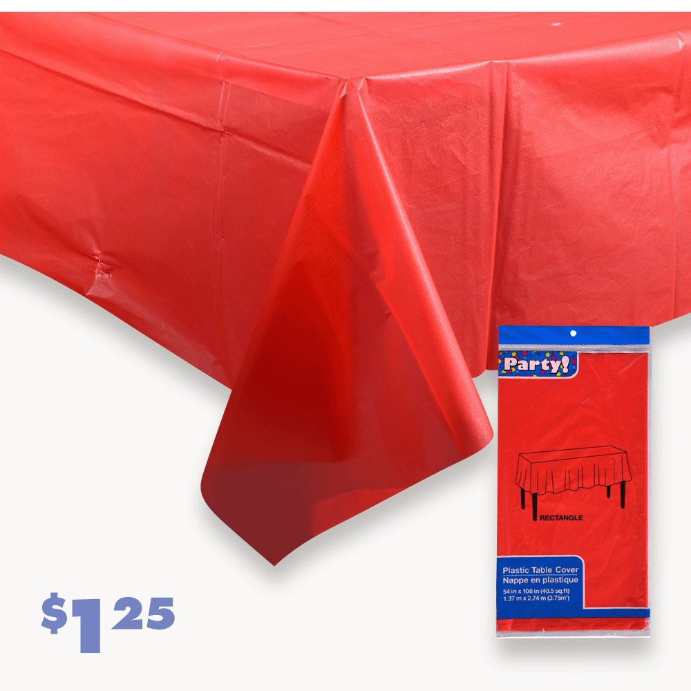 54x108” plastic red tablecloth