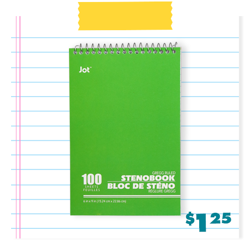 6x9-in. green spiral-bound stenobook