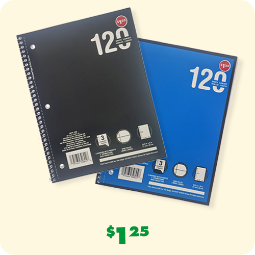 2 wide-ruled spiral-bound notebooks