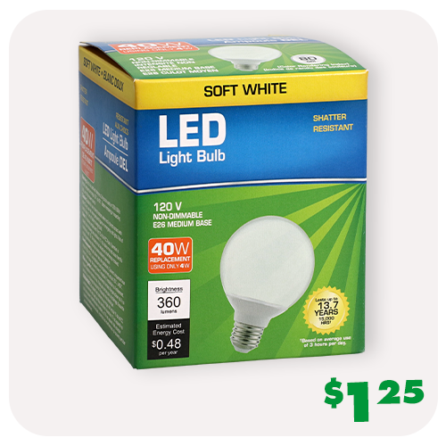 40W soft white light bulb