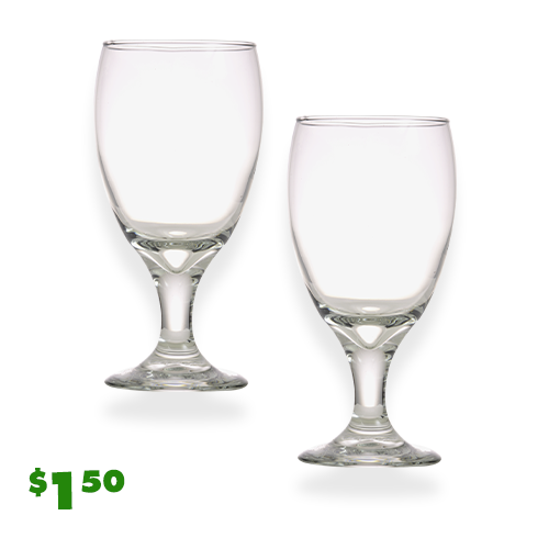 2 glass water goblets