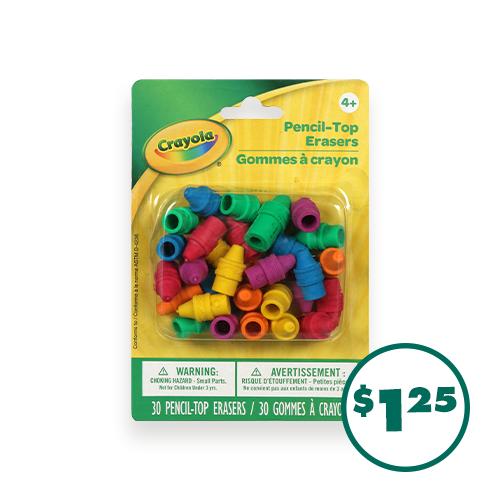  30-ct. Crayola colorful pencil top erasers
