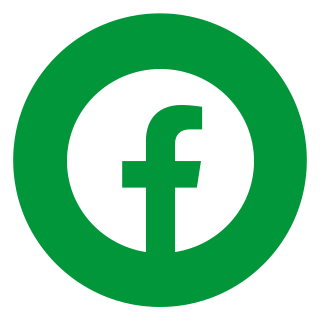 White Facebook logo on green background