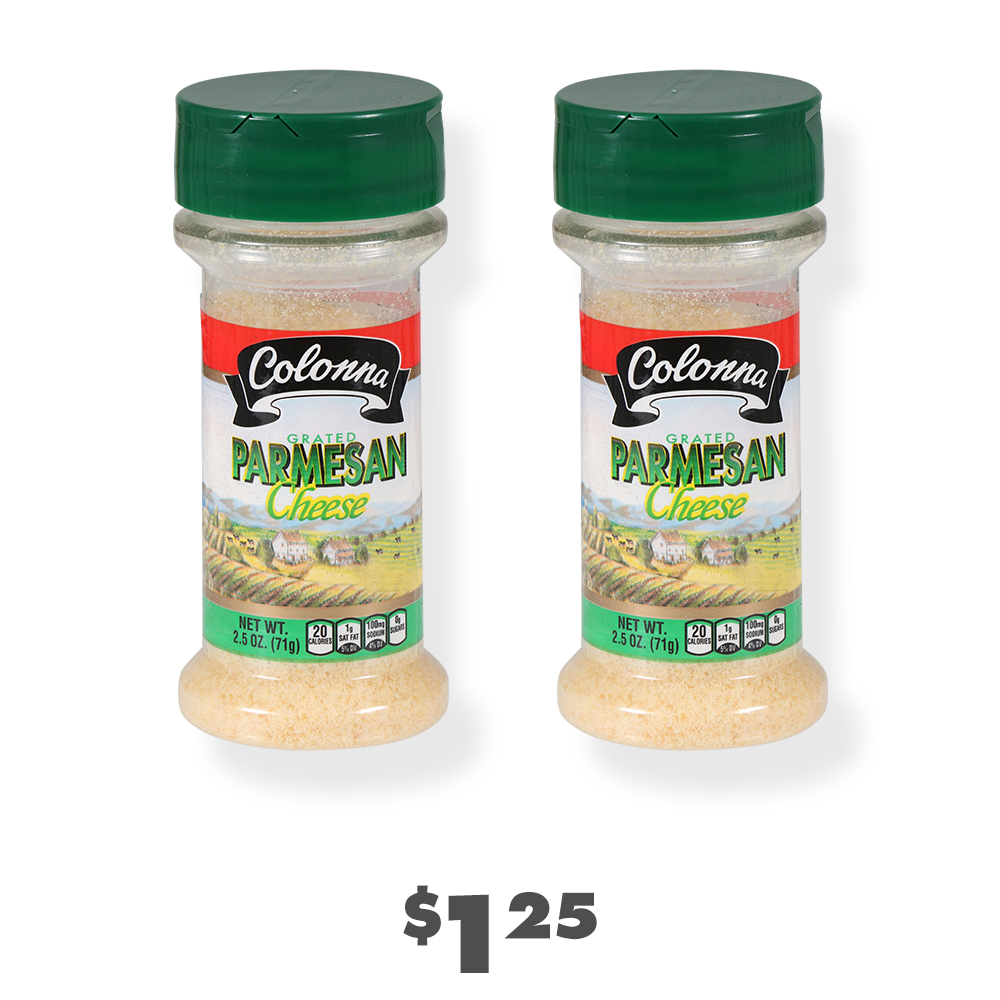 Two 2.5-oz.containers of Colonna parmesan cheese