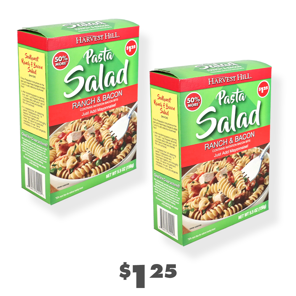 Two boxes of Harvest Hill pasta salad