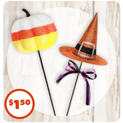 2 Halloween themed foam glitter picks