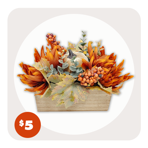$5 Artificial Floral and Pumpkin Centerpiece