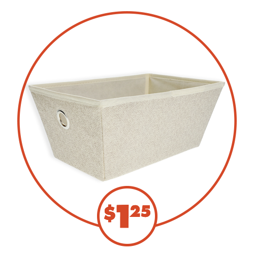 Tan storage basket with grommet 