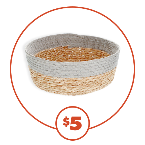 11.8-in. Round Woven Straw Baskets