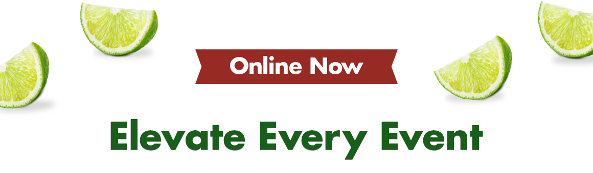 Graphic of lime slices with "Online Now. Elevate Every Event."