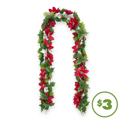6-ft. Poinsettia and Berry Garland