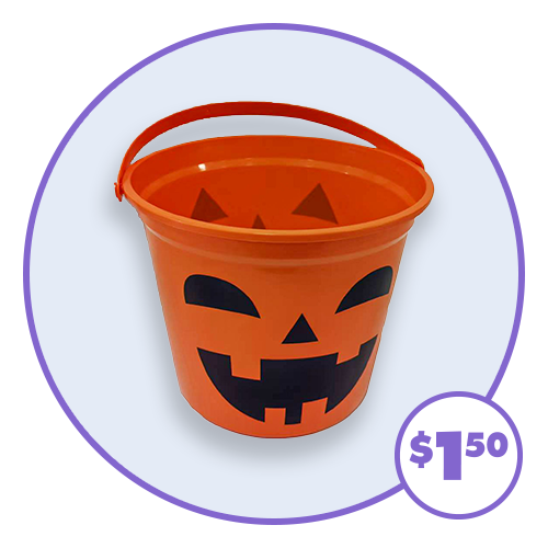 9.45-in. orange Jack-o-lantern Halloween themed pail