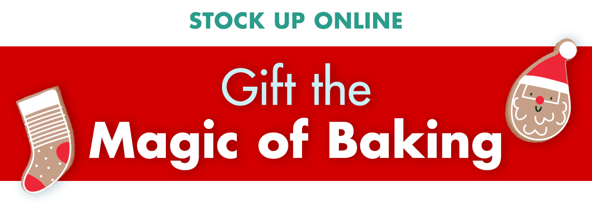 Christmas cookie graphics "Stock up online. Gift the magic of baking"