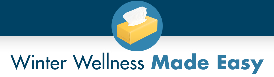 graphic of tissue box with the headline saying " Winter Wellness Made Easy "