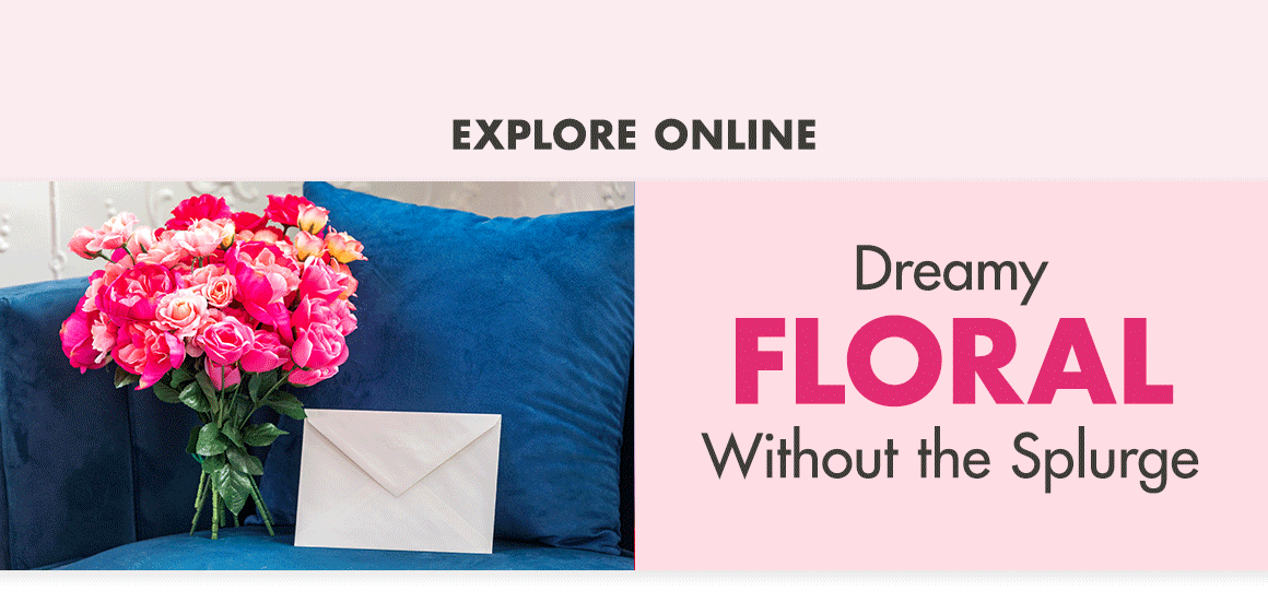 Image that alternates between 'Dreamy floral without the Splurge' and a picture of a bouquet of pink roses and 'Adorable plush without the splurge' and a closeup picture of a cute stuffed hedgehog