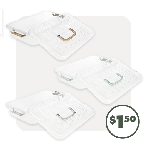 Assorted Clear Rectangle Storage Box with Lids and Handles, 1 ct.