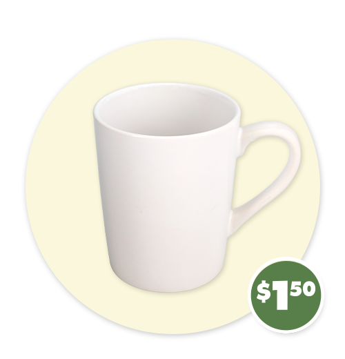 White Stoneware Mugs
