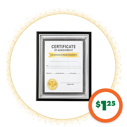 $1.25 Plastic Document Frames