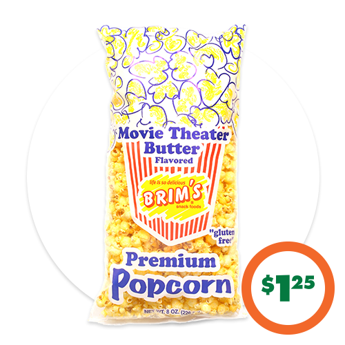 $1.25 Brim's Butter-Flavored Popcorn, 8-oz.